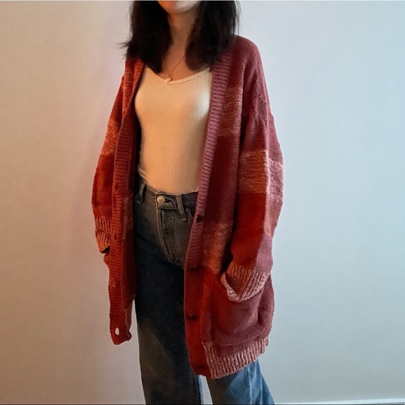 NWT FREE PEOPLE SOUTHPORT  OVERSIZED BEACH CARDIGAN BLUSHES COMBO XS - Picture 2 of 13